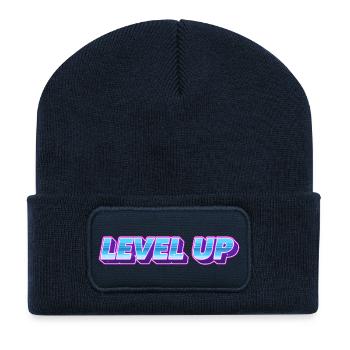 Passez au niveau supérieur - Beanie recyclé à patch - bleu marine - Devant