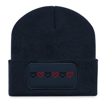 Hearts Line Icon - Recycled Patch Beanie - french navy - Front