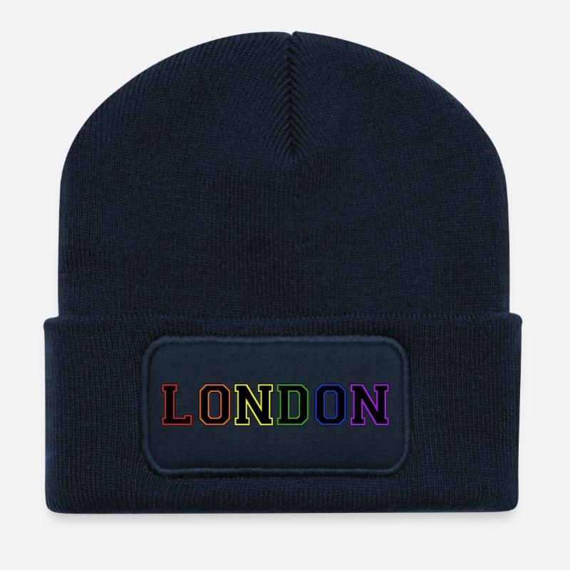 London Varsity Rainbow - Recycled Patch Beanie - french navy