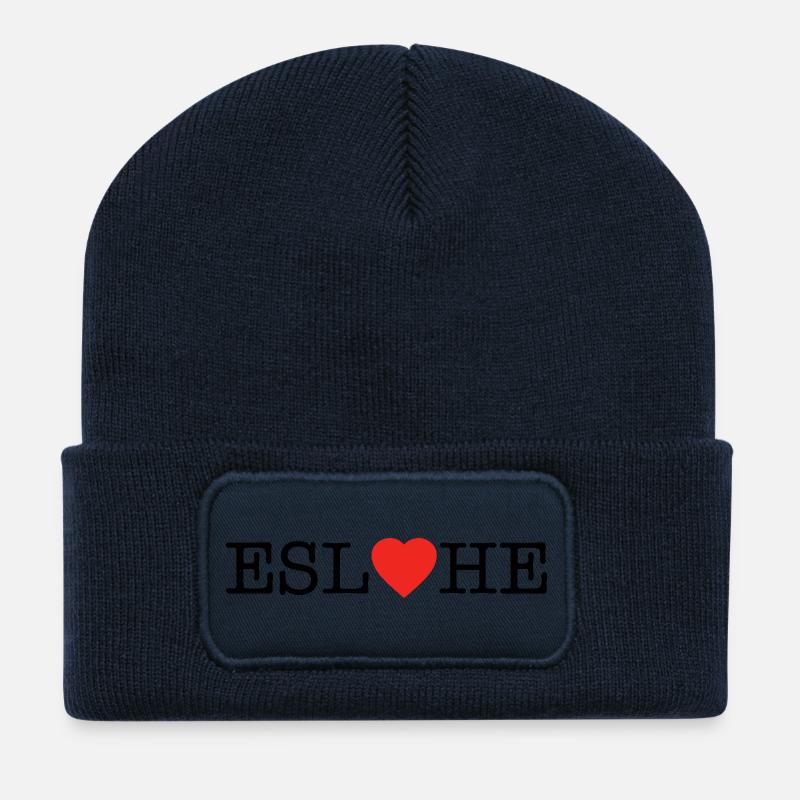 Eslohe - Beanie recyclé à patch - bleu marine