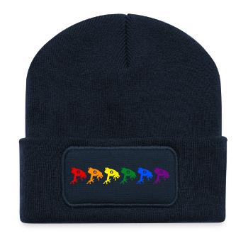 Grenouilles arc-en-ciel - Beanie recyclé à patch - bleu marine - Devant
