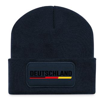 GERMANY – Clean Flag Stripe Design - Recycled Patch Beanie - french navy - Front