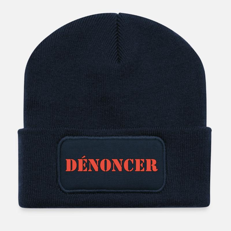 DÉNONCER - Beanie recyclé à patch - bleu marine