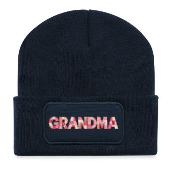 Patchwork Best Grandma Gift for Grandmother - Recycled Patch Beanie - french navy - Front