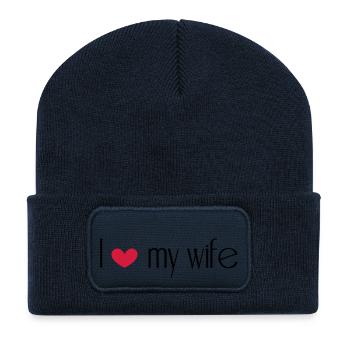 I love my wife - Recycelte Patch Beanie - French Navy - Vorne
