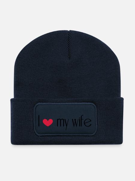 I love my wife - Recycelte Patch Beanie - French Navy