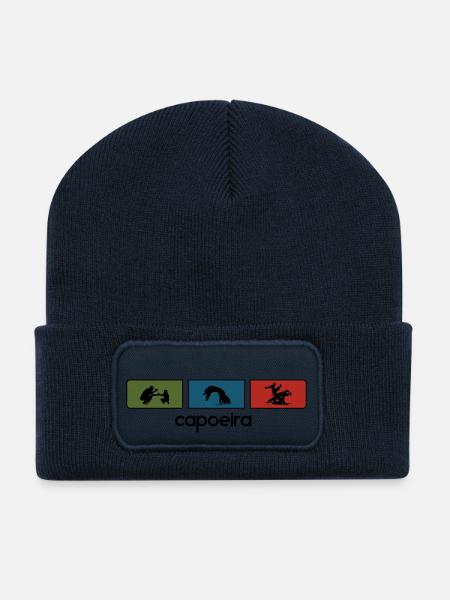 Capoeira Tricolor Black Outline - Recycelte Patch Beanie - French Navy