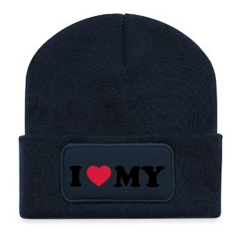 i_love_my_2_color - Recycled Patch Beanie - french navy - Front