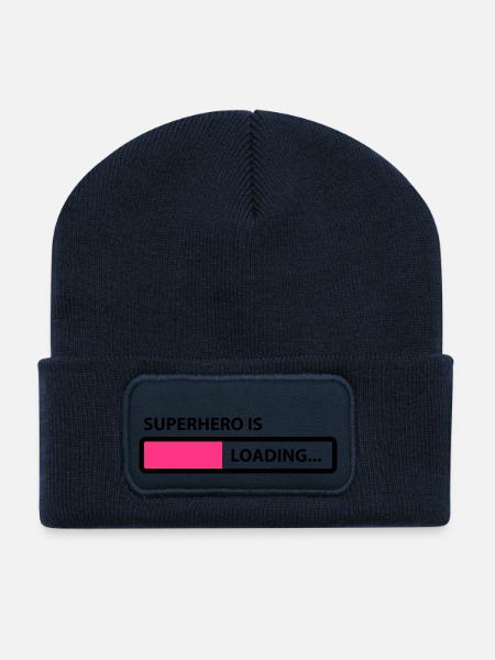 superhero is loading - Recycelte Patch Beanie - French Navy