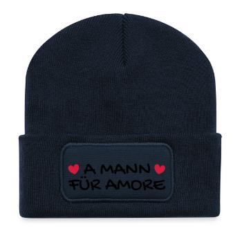 A Mann für Amore - Recycelte Patch Beanie - French Navy - Vorne
