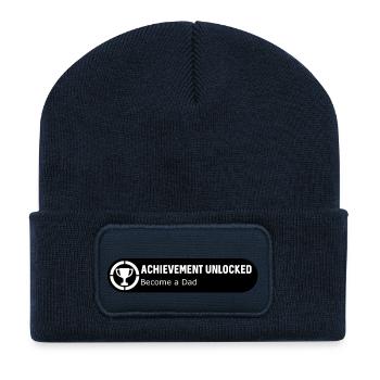 Achievement Unlocked: Become a Dad (w) - Recycelte Patch Beanie - French Navy - Vorne