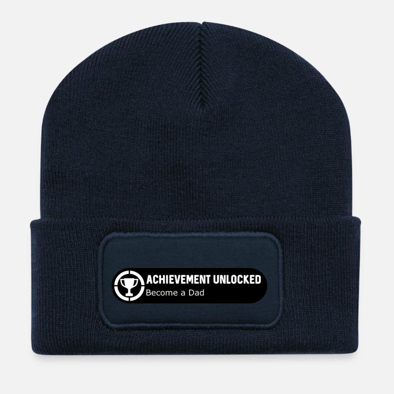 Succès déverrouillés: Devenir papa (w) - Beanie recyclé à patch - bleu marine