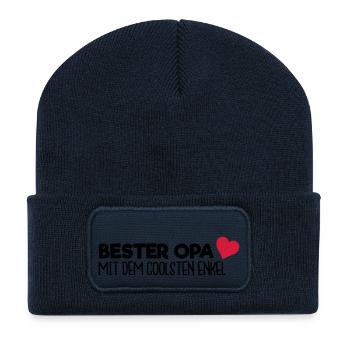 Bester Opa - Enkel - Recycelte Patch Beanie - French Navy - Vorne