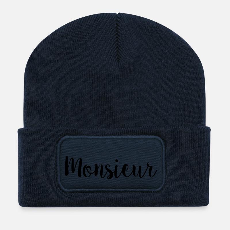 monsieur simple - Beanie recyclé à patch - bleu marine