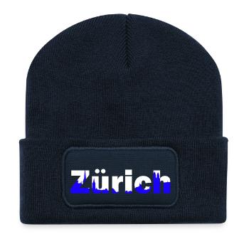 zürich - Recycelte Patch Beanie - French Navy - Vorne