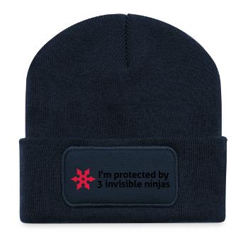 Ich werde von unsichtbaren Ninjas geschützt! - Recycelte Patch Beanie - French Navy - Vorne