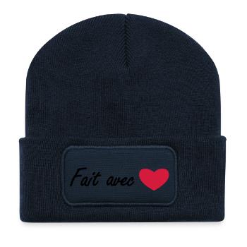 fait avec amour - Beanie recyclé à patch - bleu marine - Devant
