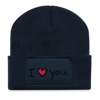 i_love_you_a__f2 - Beanie recyclé à patch - bleu marine - Devant