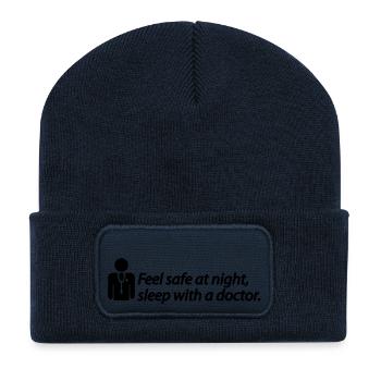 Feel safe at night, sleep with a doctor - Recycelte Patch Beanie - French Navy - Vorne