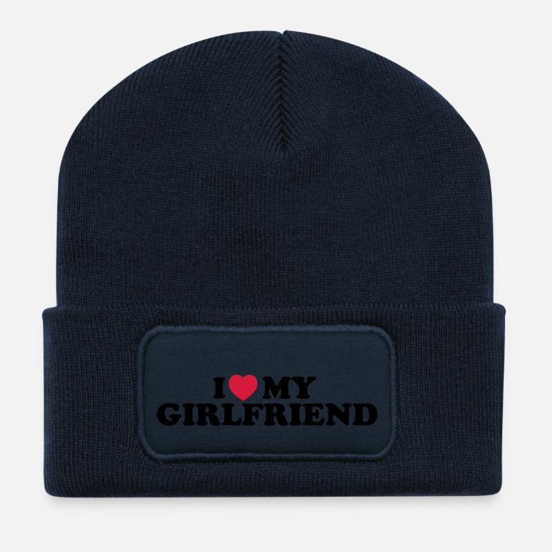 I love my girlfriend - Recycelte Patch Beanie - French Navy