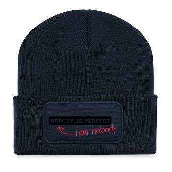 nobody_is_perfect__f2 - Beanie recyclé à patch - bleu marine - Devant