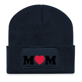 Mom heart - Beanie recyclé à patch - bleu marine - Devant