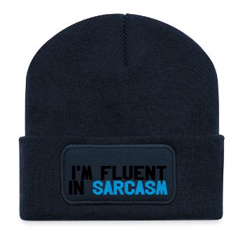 Fluent in sarcasm - Recycled Patch Beanie - french navy - Front