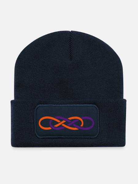 Double symbole de l'infini - Beanie recyclé à patch - bleu marine