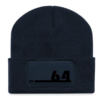 64_Black - Recycelte Patch Beanie - French Navy - Vorne