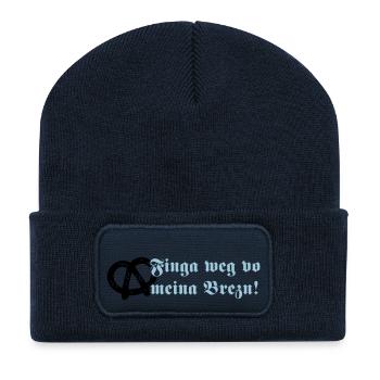Finga weg vo meina Brezn! - Recycelte Patch Beanie - French Navy - Vorne