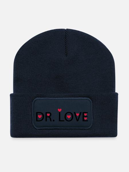 Dr. Love - Beanie recyclé à patch - bleu marine