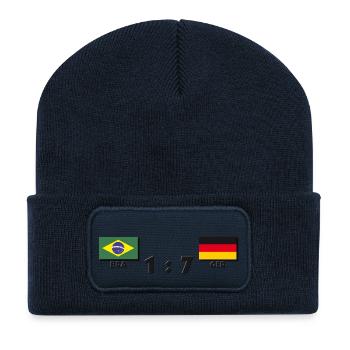 1 zu 7 - Recycelte Patch Beanie - French Navy - Vorne