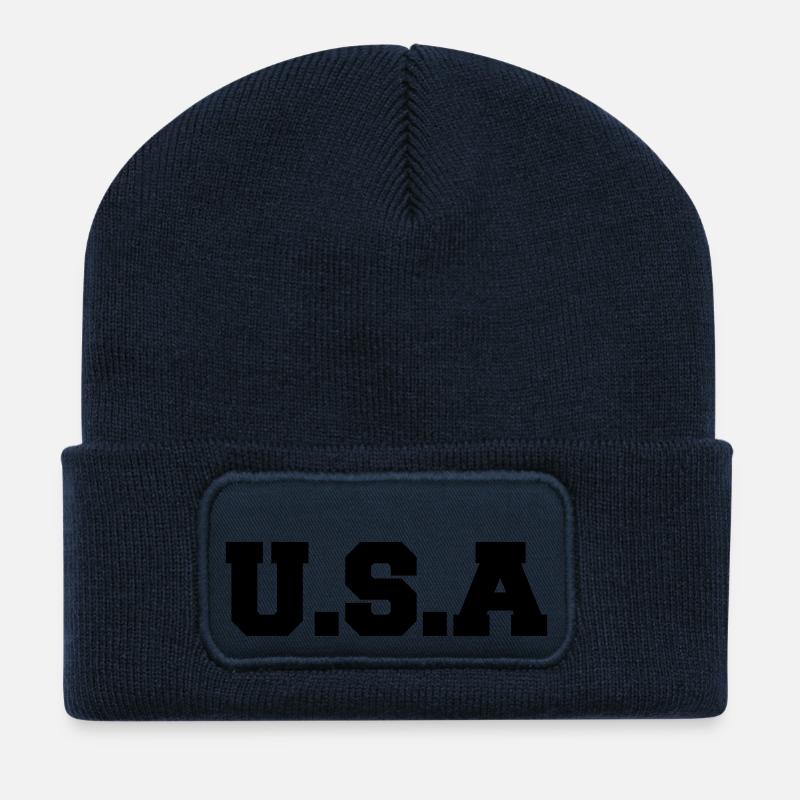 usa - Recycelte Patch Beanie - French Navy