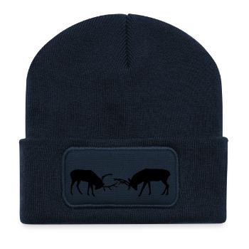 cerfs - bois de cervidé - la chasse - chasseur - Beanie recyclé à patch - bleu marine - Devant