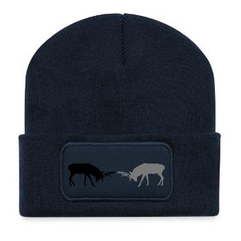 cerfs - bois de cervidé - la chasse - chasseur - Beanie recyclé à patch - bleu marine - Devant