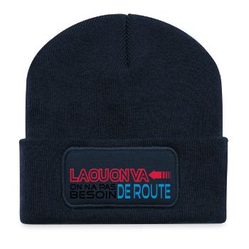 la ou on va - Beanie recyclé à patch - bleu marine - Devant
