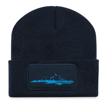 Skyline - Küste Wilhelmshaven - Recycelte Patch Beanie - French Navy - Vorne