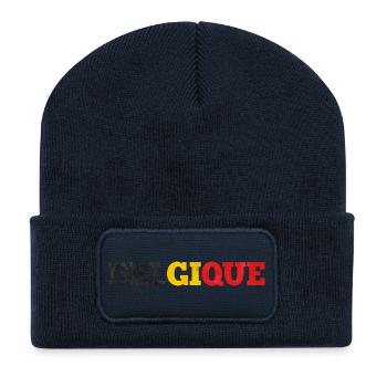 Belgique - Beanie recyclé à patch - bleu marine - Devant