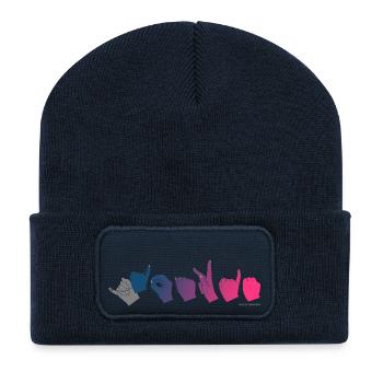 Scrooge (Farbverlauf von Blau zu Rosa) - Recycelte Patch Beanie - French Navy - Vorne