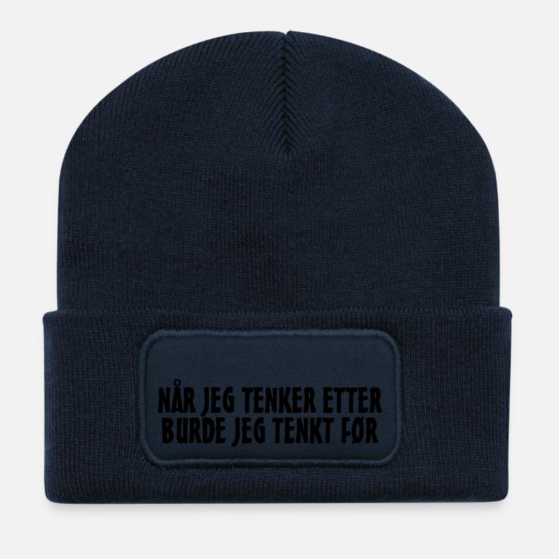 Wenn ich darüber nachdenke, hätte ich vorher nachdenken sollen. - Recycelte Patch Beanie - French Navy