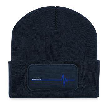 blue family weiss - Recycelte Patch Beanie - French Navy - Vorne