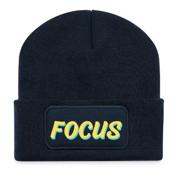 Large Focus - Beanie recyclé à patch - bleu marine - Devant