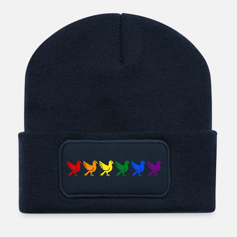 Colombes arc-en-ciel - Beanie recyclé à patch - bleu marine