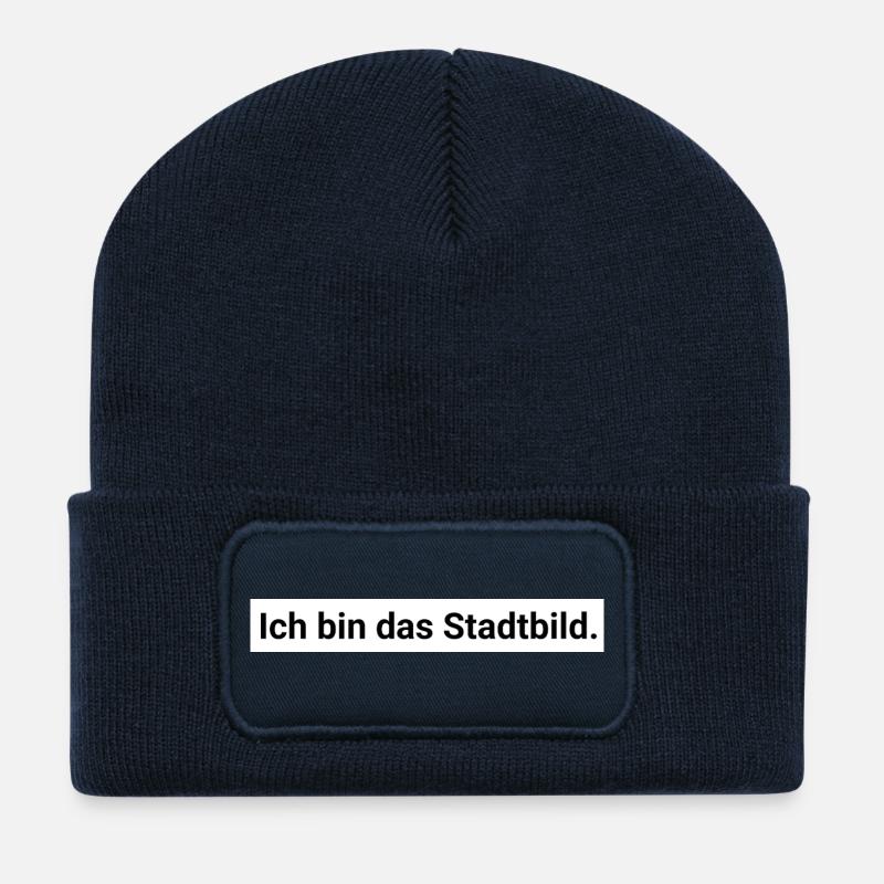Ich bin das Stadtbild. Design Geschenk - Recycelte Patch Beanie - French Navy