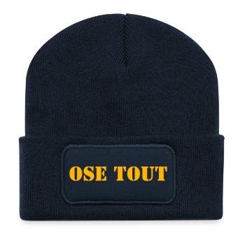 OSE TOUT - Beanie recyclé à patch - bleu marine - Devant