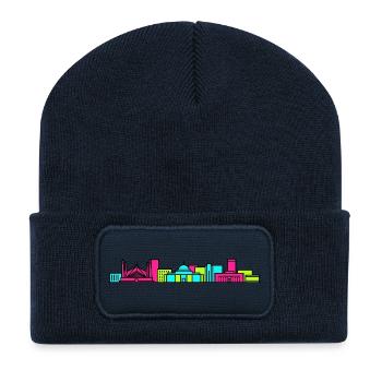 Islamabad City Skyline Faisal Moschee Kunst - Recycelte Patch Beanie - French Navy - Vorne