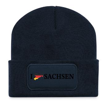 I love Sachsen Deutschland - Recycelte Patch Beanie - French Navy - Vorne