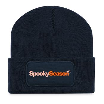 Spooky Season mit Spinne - Recycelte Patch Beanie - French Navy - Vorne