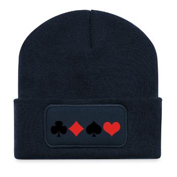 Karten 2 - Recycelte Patch Beanie - French Navy - Vorne