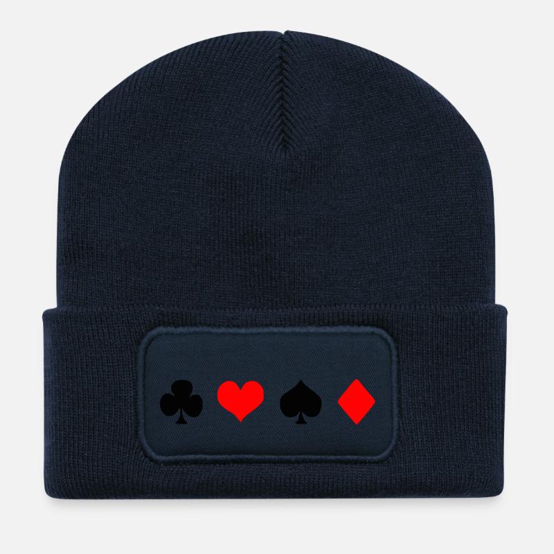 Croix coeur de diamant de pelle - Beanie recyclé à patch - bleu marine